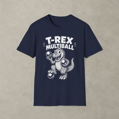 T-Rex Multiball Pinball T-Shirt, Retro Arcade Dinosaur Tee