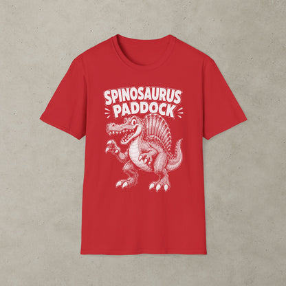 Spinosaurus Paddock Pinball T-Shirt, Retro Dinosaur Graphic Tee