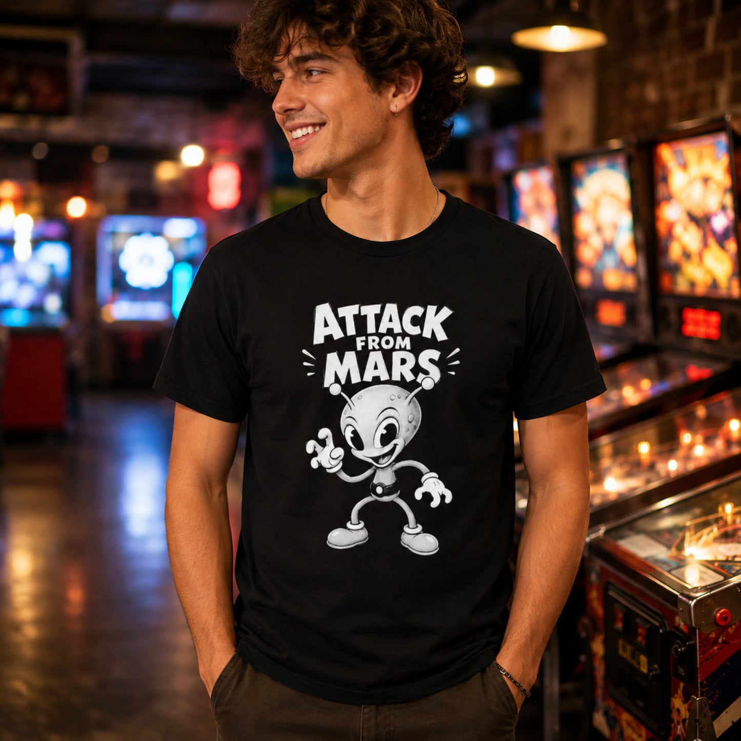 Attack From Mars T-Shirt, Retro Sci-Fi Alien Graphic Tee