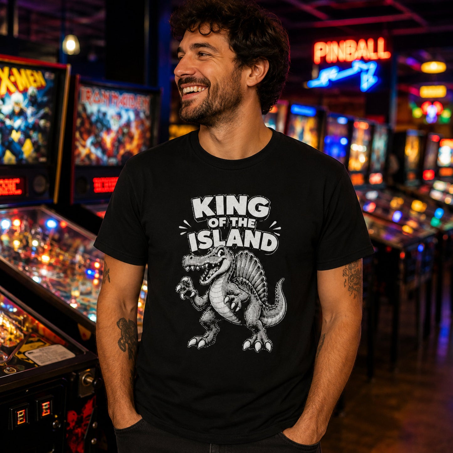 King of the Island T-Shirt, Retro Dinosaur Graphic Tee