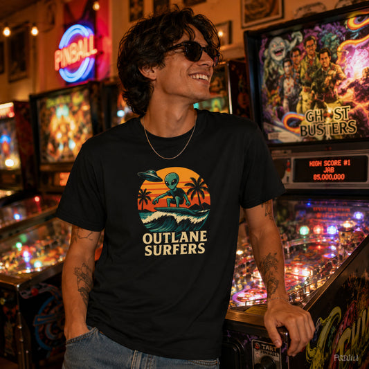 Outlane Surfer Pinball Graphic T-Shirt