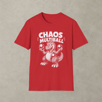 Chaos Multiball T-Shirt, Retro Dinosaur Pinball Tee