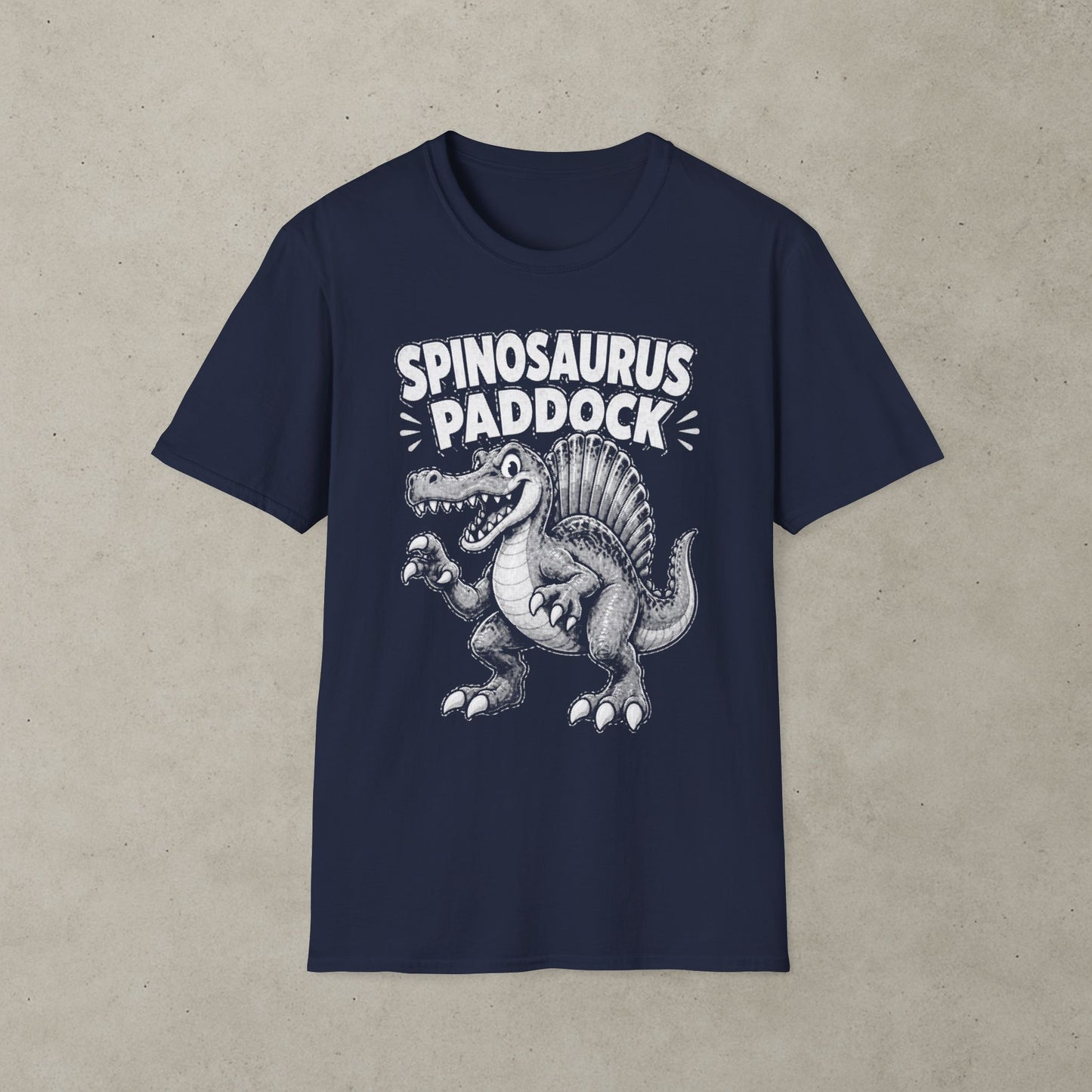Spinosaurus Paddock Pinball T-Shirt, Retro Dinosaur Graphic Tee