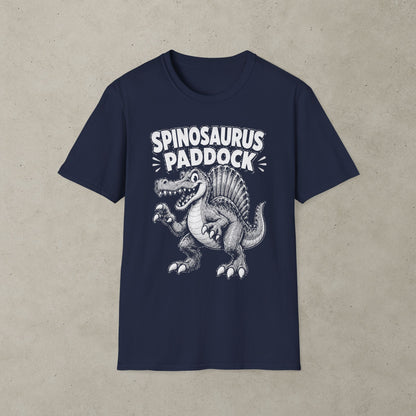 Spinosaurus Paddock Pinball T-Shirt, Retro Dinosaur Graphic Tee