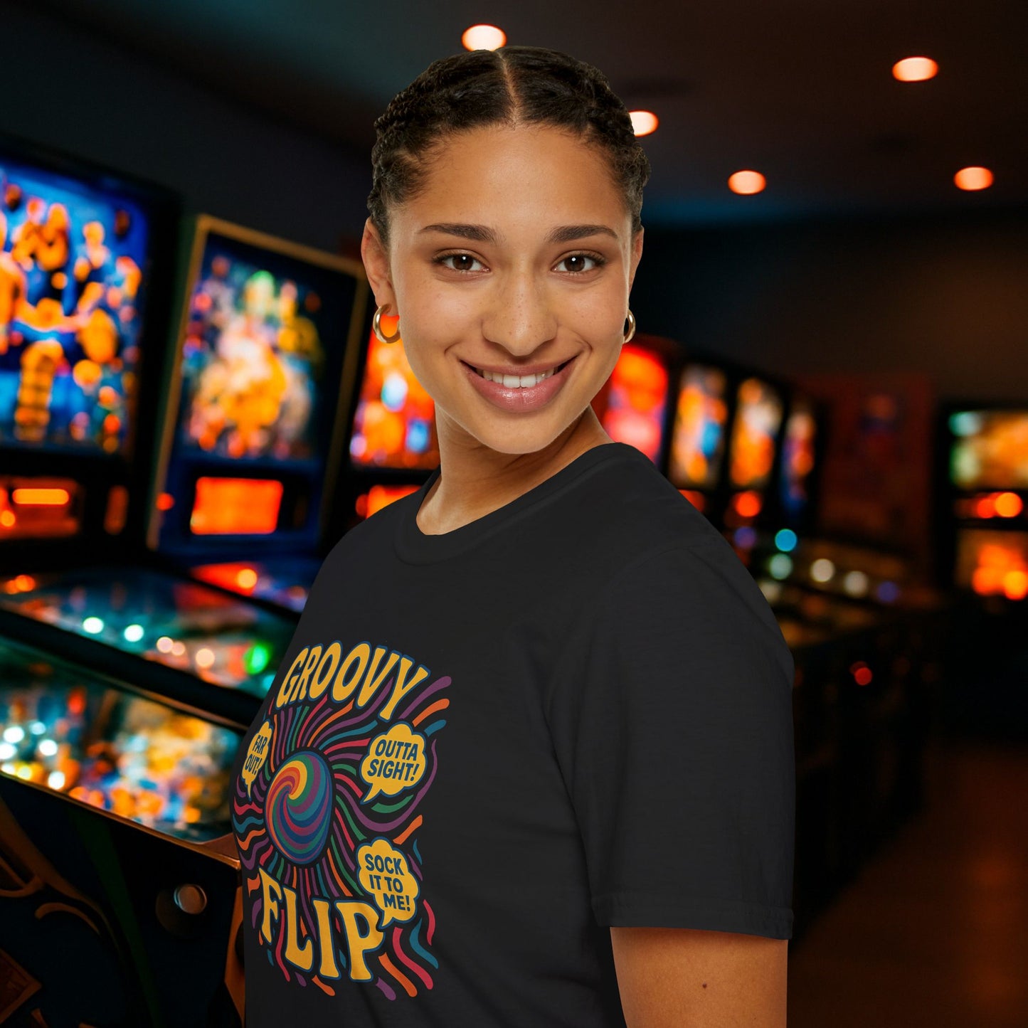 Groovy Flip Pinball Graphic T-Shirt