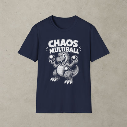 Chaos Multiball T-Shirt, Retro Dinosaur Pinball Tee