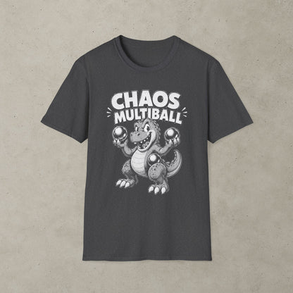 Chaos Multiball T-Shirt, Retro Dinosaur Pinball Tee