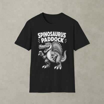 Spinosaurus Paddock Pinball T-Shirt, Retro Dinosaur Graphic Tee